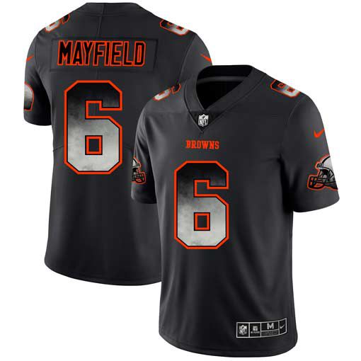Men Cleveland Browns 6 Mayfield Nike Teams Black Smoke Fashion Limited NFL Jerseys